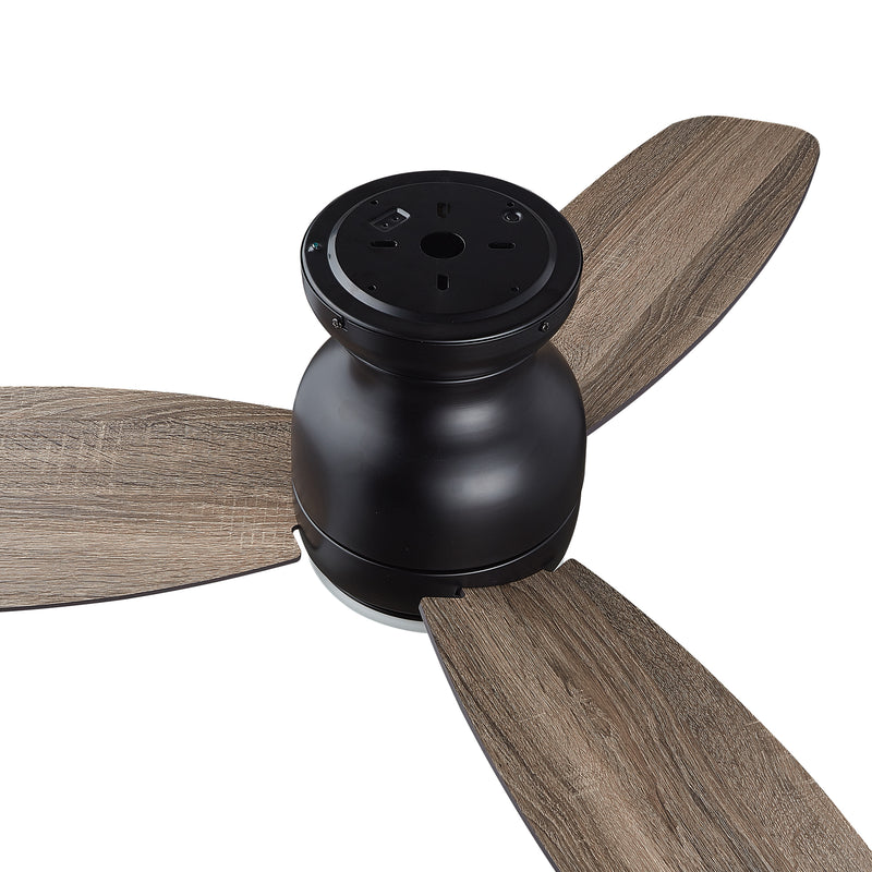 Carro HONITON 48 inch 5-Blade Flush Mount Ceiling Fan with LED Light & Remote Control - Black/Walnut & Barnwood (Reversible Blades)