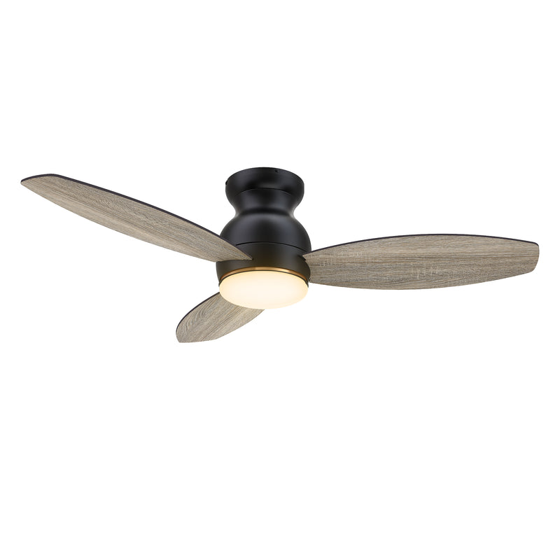 Carro HONITON 48 inch 5-Blade Flush Mount Ceiling Fan with LED Light & Remote Control - Black/Walnut & Barnwood (Reversible Blades)