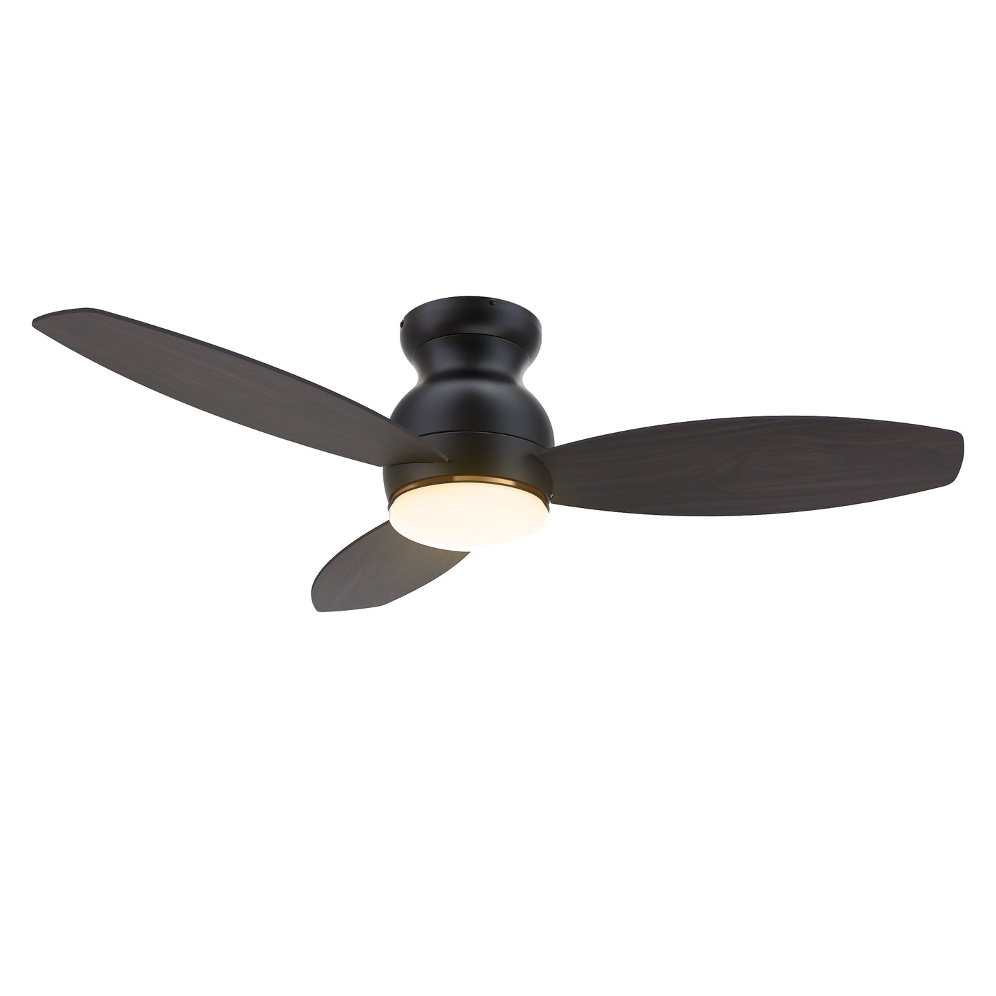 Carro HONITON 48 inch 5-Blade Flush Mount Ceiling Fan with LED Light & Remote Control - Black/Walnut & Barnwood (Reversible Blades)