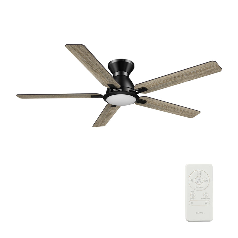 Carro BRISTOL 52 inch 5-Blade Low Profile Ceiling Fan with LED Light & Remote Control - Black/Walnut & Barnwood (Reversible Blades)