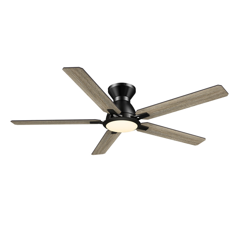Carro BRISTOL 52 inch 5-Blade Low Profile Ceiling Fan with LED Light & Remote Control - Black/Walnut & Barnwood (Reversible Blades)