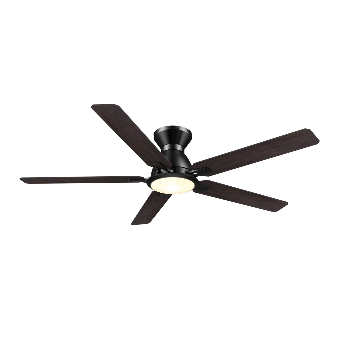 Carro BRISTOL 52 inch 5-Blade Low Profile Ceiling Fan with LED Light & Remote Control - Black/Walnut & Barnwood (Reversible Blades)