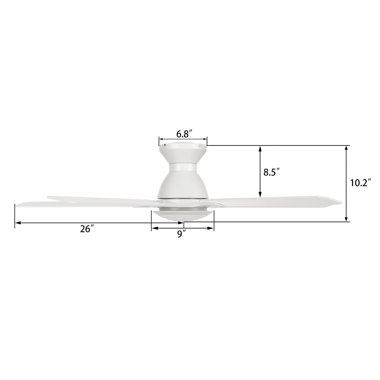 Carro BRISTOL 52 inch 5-Blade Flush Mount Ceiling Fan with LED Light & Remote Control - White/White