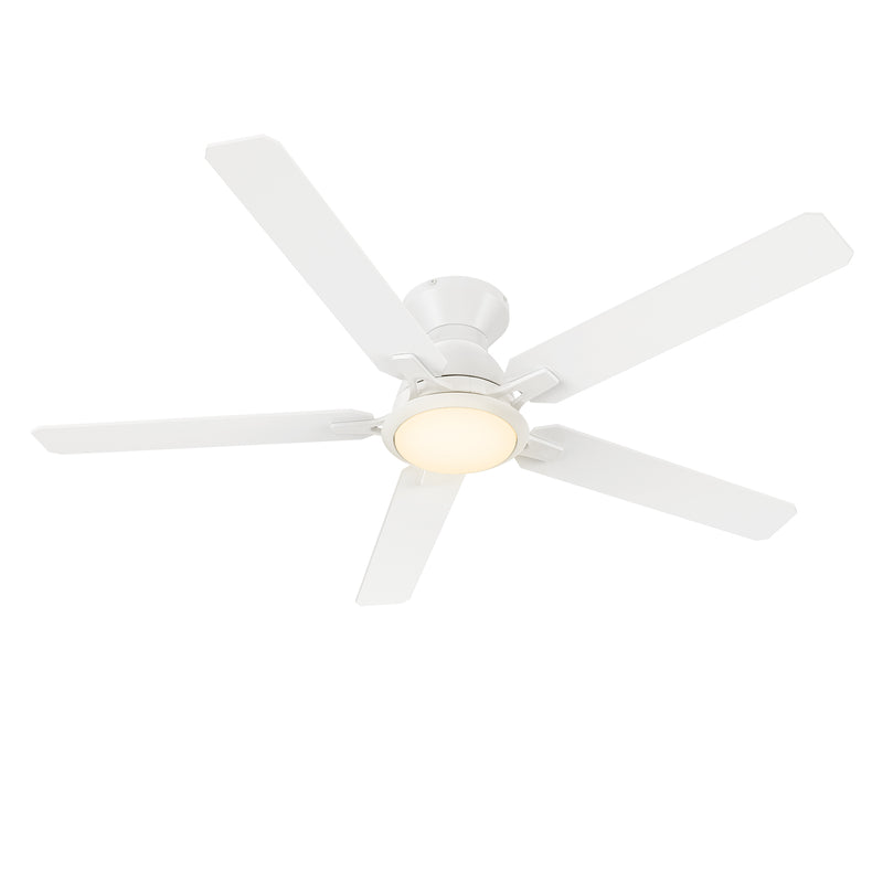 Carro BRISTOL 52 inch 5-Blade Flush Mount Ceiling Fan with LED Light & Remote Control - White/White