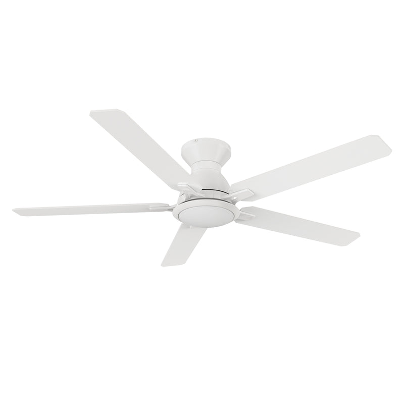 Carro BRISTOL 52 inch 5-Blade Flush Mount Ceiling Fan with LED Light & Remote Control - White/White