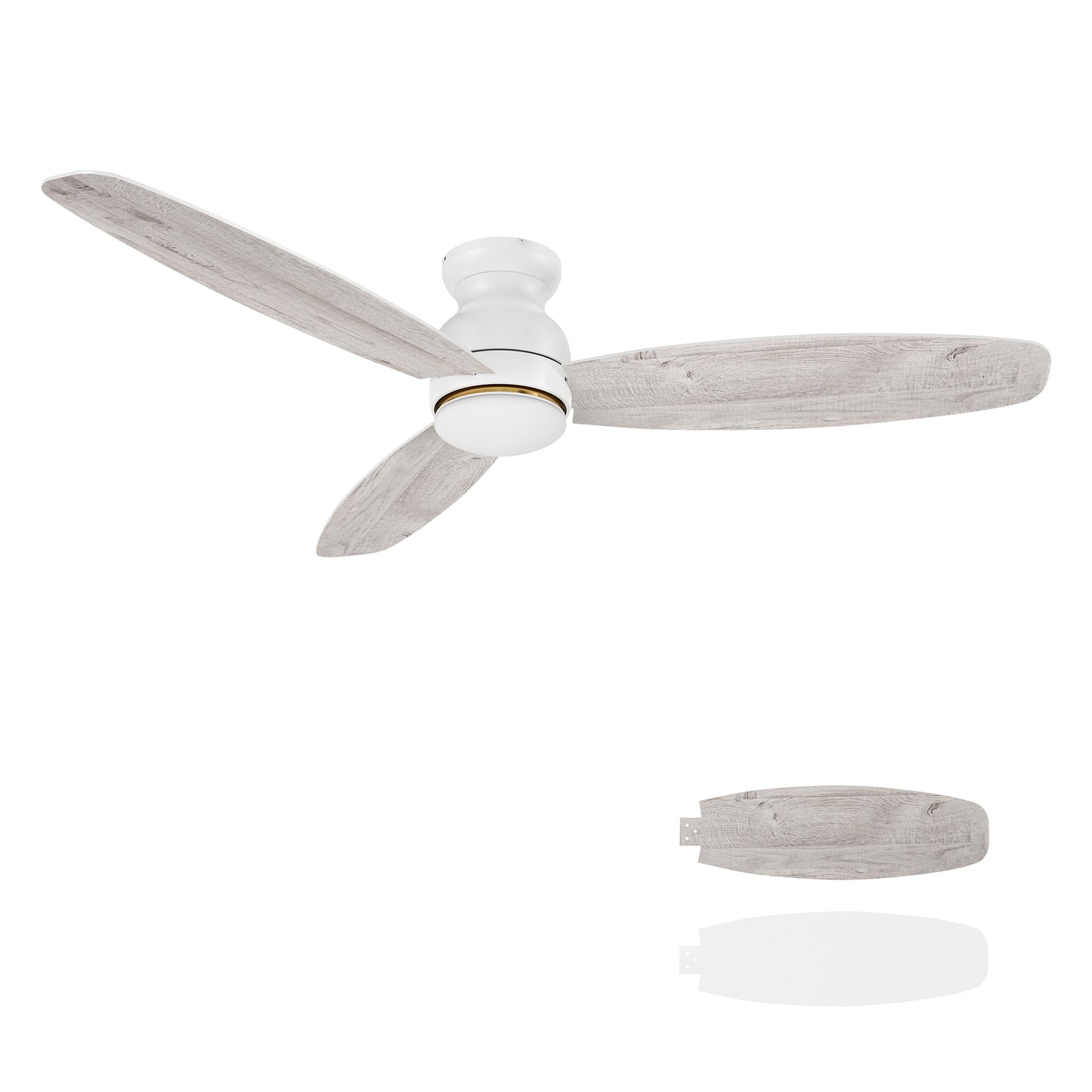 Carro HONITON 60 inch 5-Blade Flush Mount Ceiling Fan with LED Light & Remote Control - White/White