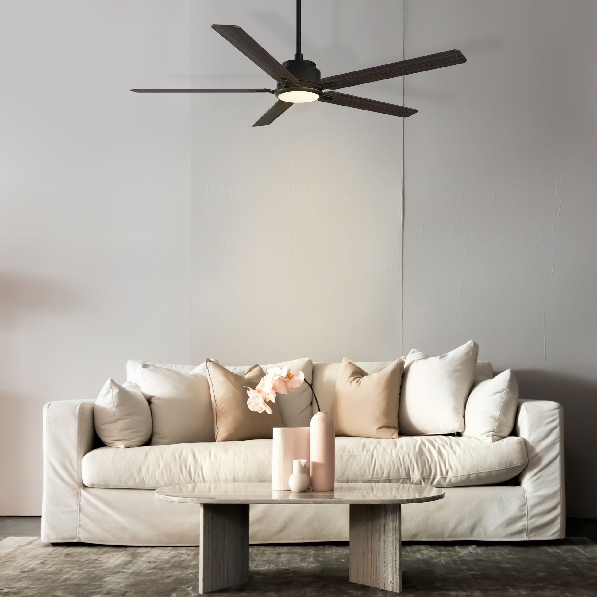 Carro KANNAN 60 inch 5-Blade Ceiling Fan with LED Light & Remote Control - Black/Walnut & Barnwood (Reversible Blades)