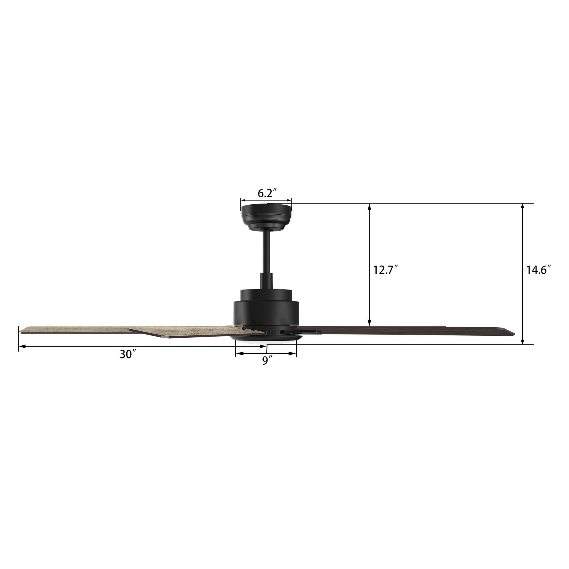 Carro KANNAN 60 inch 5-Blade Ceiling Fan with LED Light & Remote Control - Black/Walnut & Barnwood (Reversible Blades)