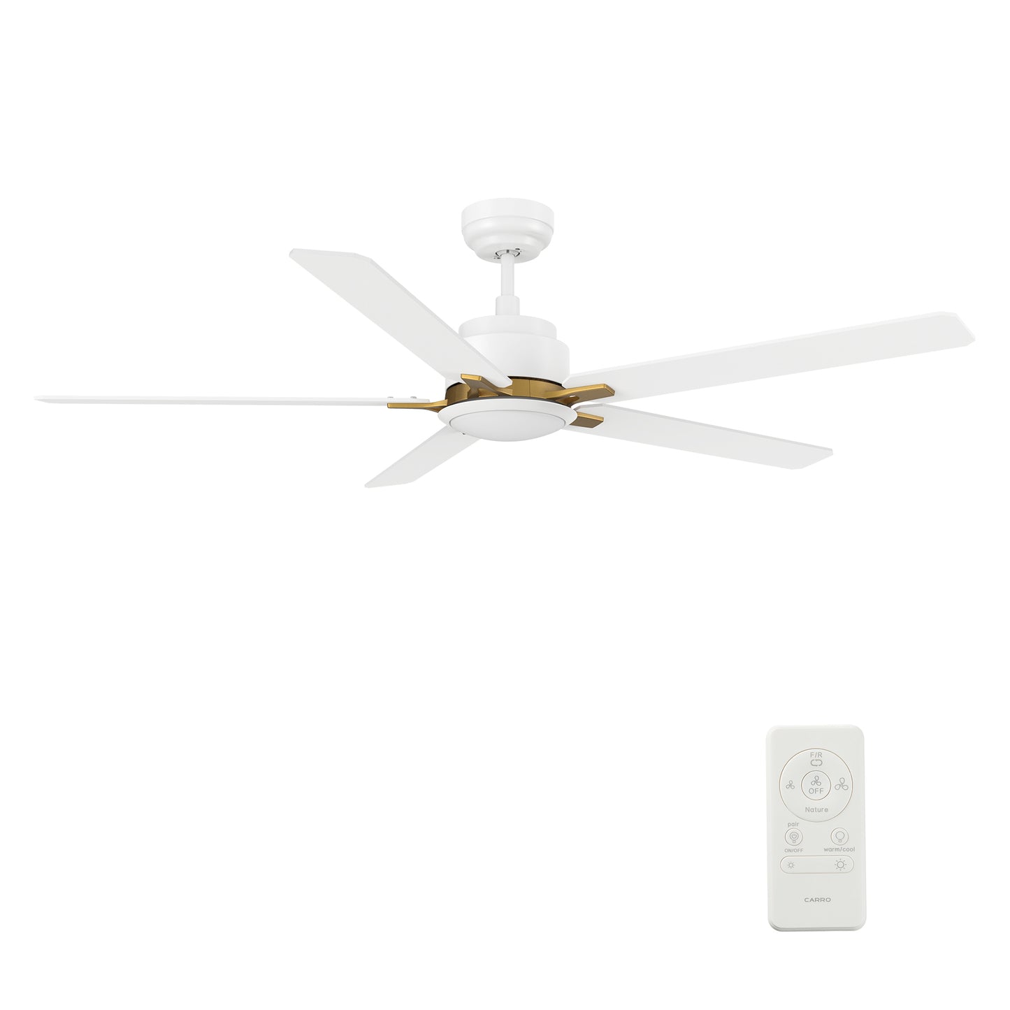 Carro KANNAN 60 inch 5-Blade Ceiling Fan with LED Light & Remote Control - White/White