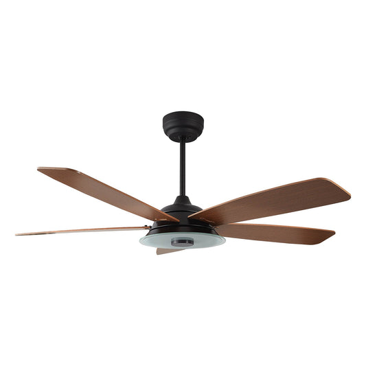 Carro USA JOURNEY 56 inch 5-Blade Smart Ceiling Fan with LED Light Kit & Remote - Black/Fine Wood Grain fan blades