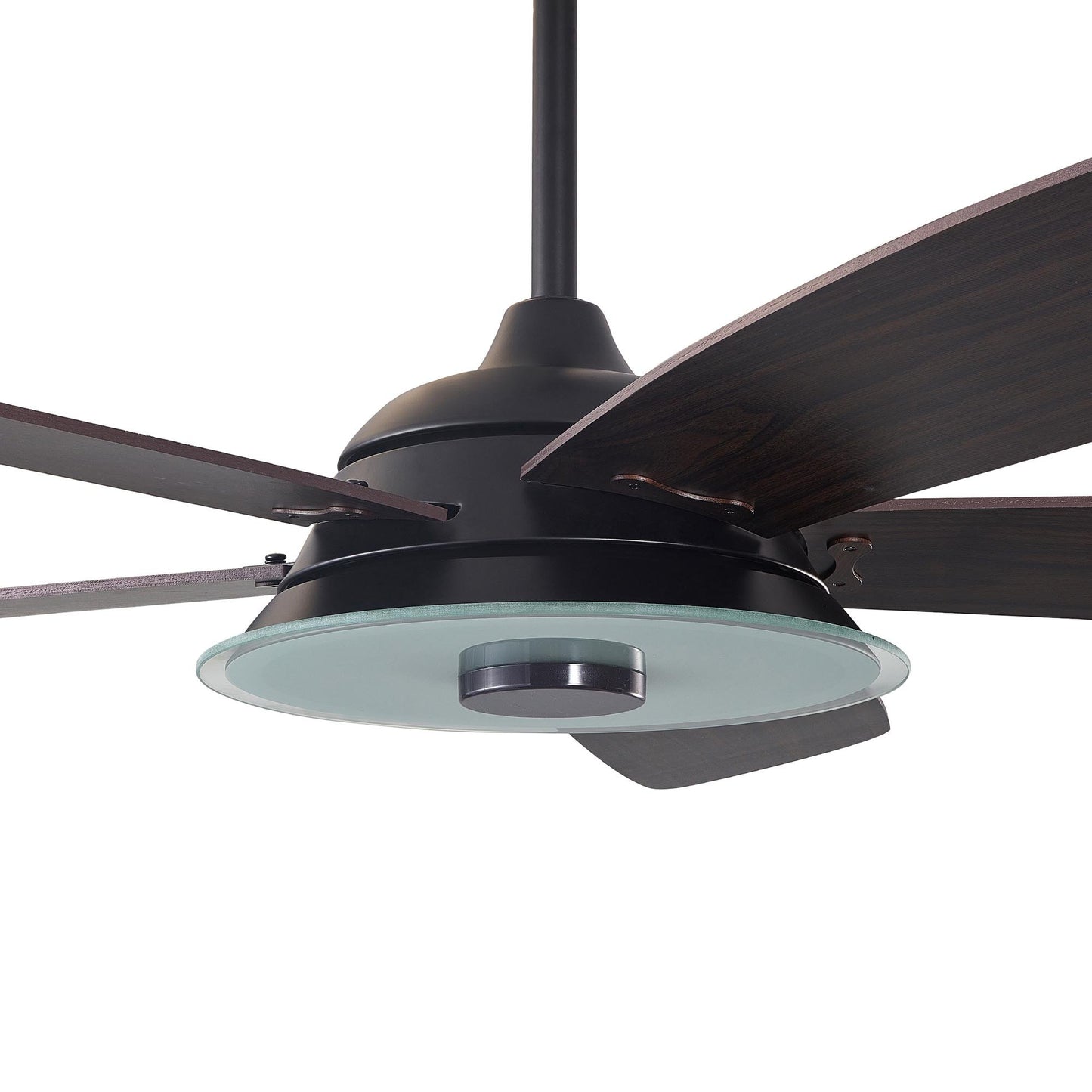 Striker 52'' 5-Blade Smart Ceiling Fan with LED Light Kit & Remote - Black case with Dark Wood Grain fan blades