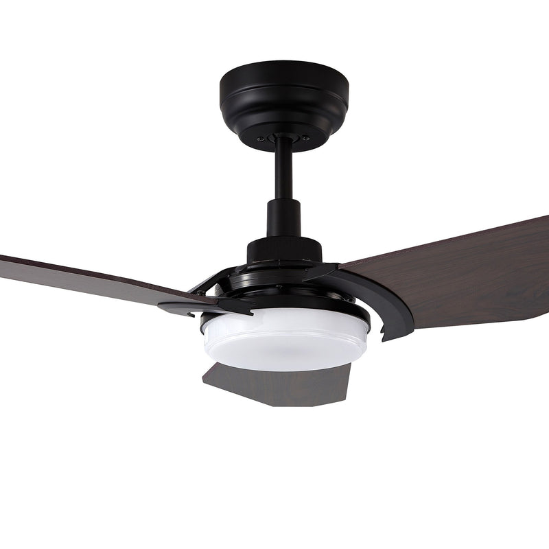 Carro USA KAJ 56 inch 3-Blade Smart Ceiling Fan with LED Light Kit & Remote-Black/Dark Wood fan blades