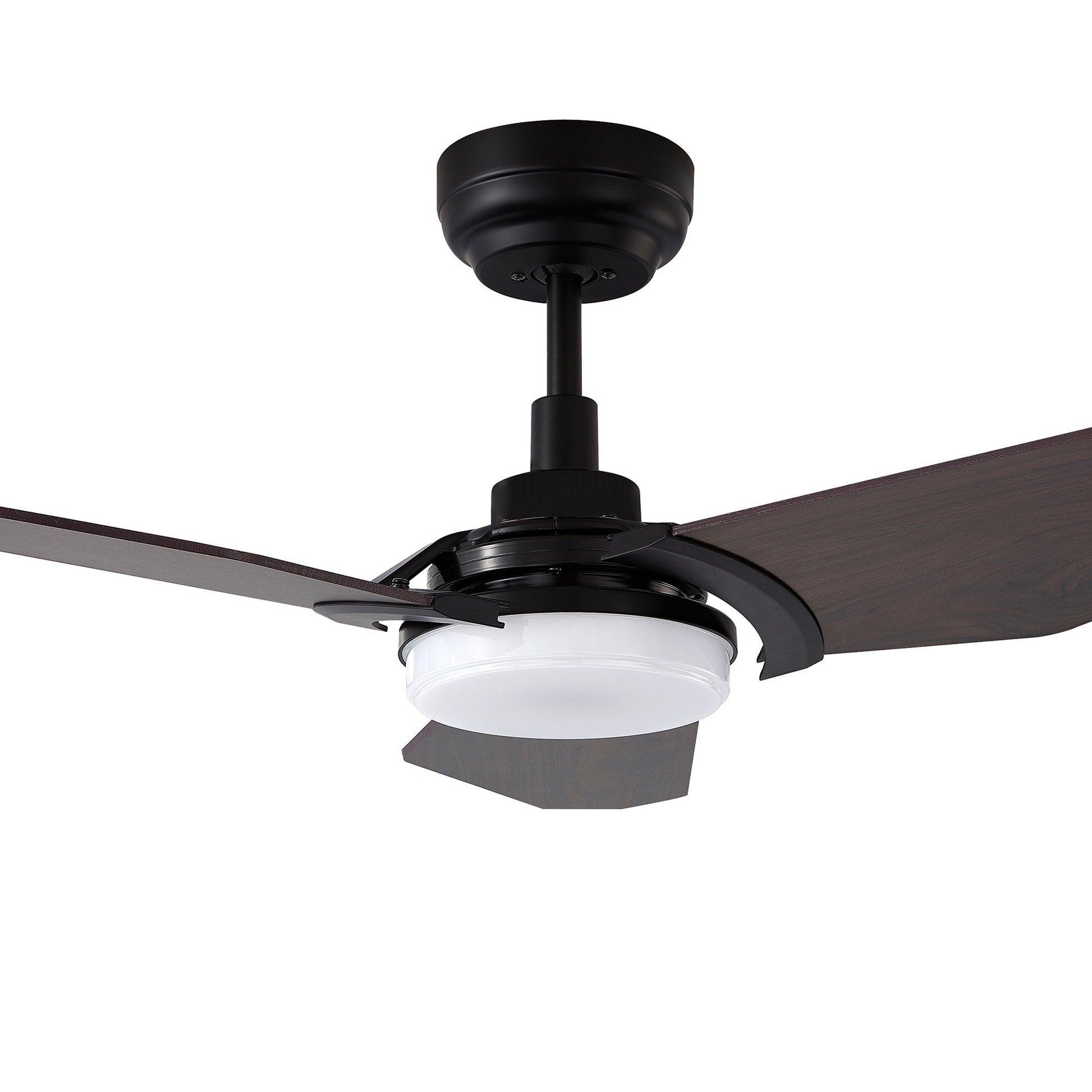 Carro USA KAJ 52 inch 3-Blade Smart Ceiling Fan with LED Light Kit & Remote-Black/Dark Wood fan blades