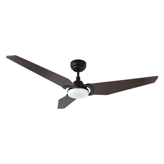 Carro USA KAJ 52 inch 3-Blade Smart Ceiling Fan with LED Light Kit & Remote-Black/Dark Wood fan blades