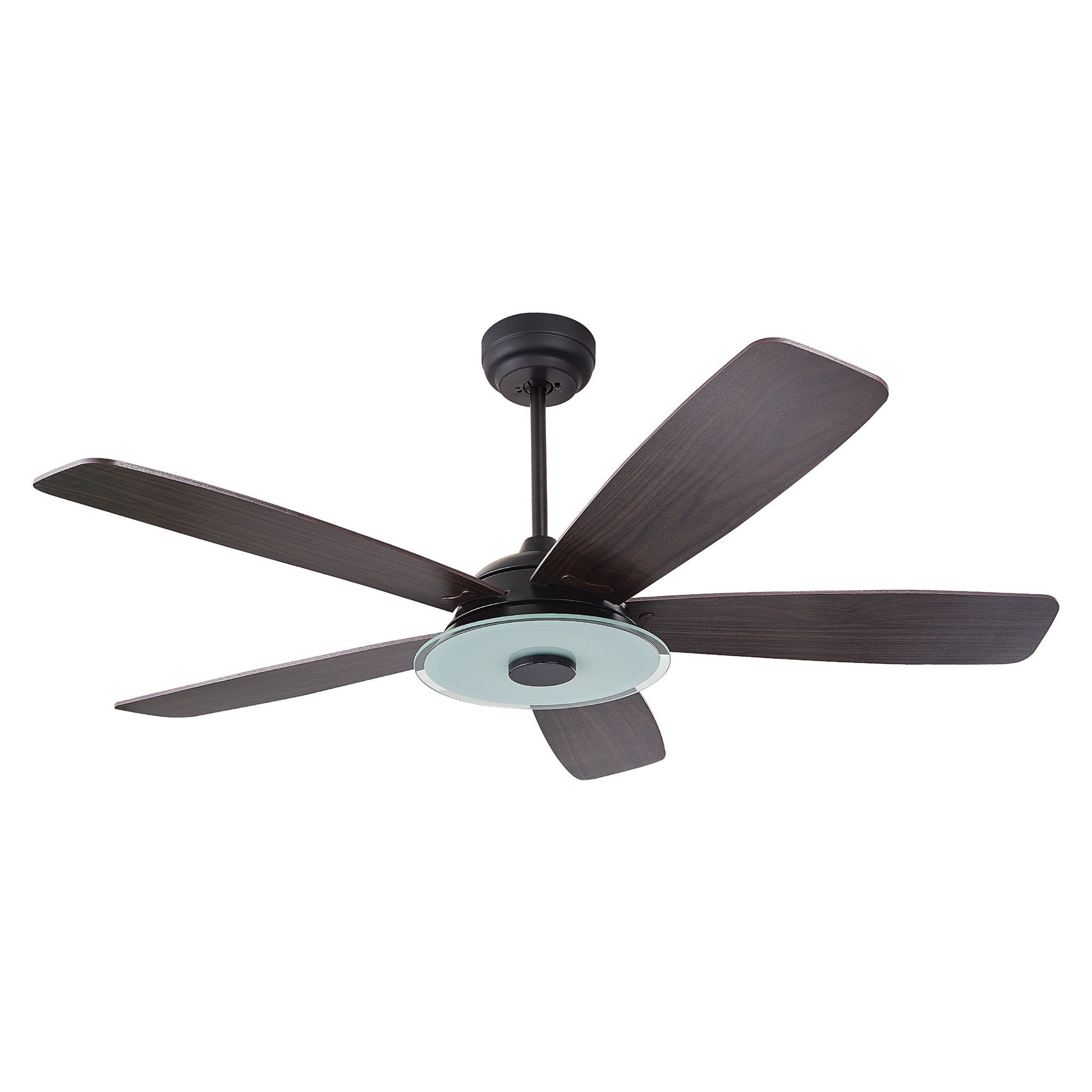 Striker 52'' 5-Blade Smart Ceiling Fan with LED Light Kit & Remote - Black case with Dark Wood Grain fan blades