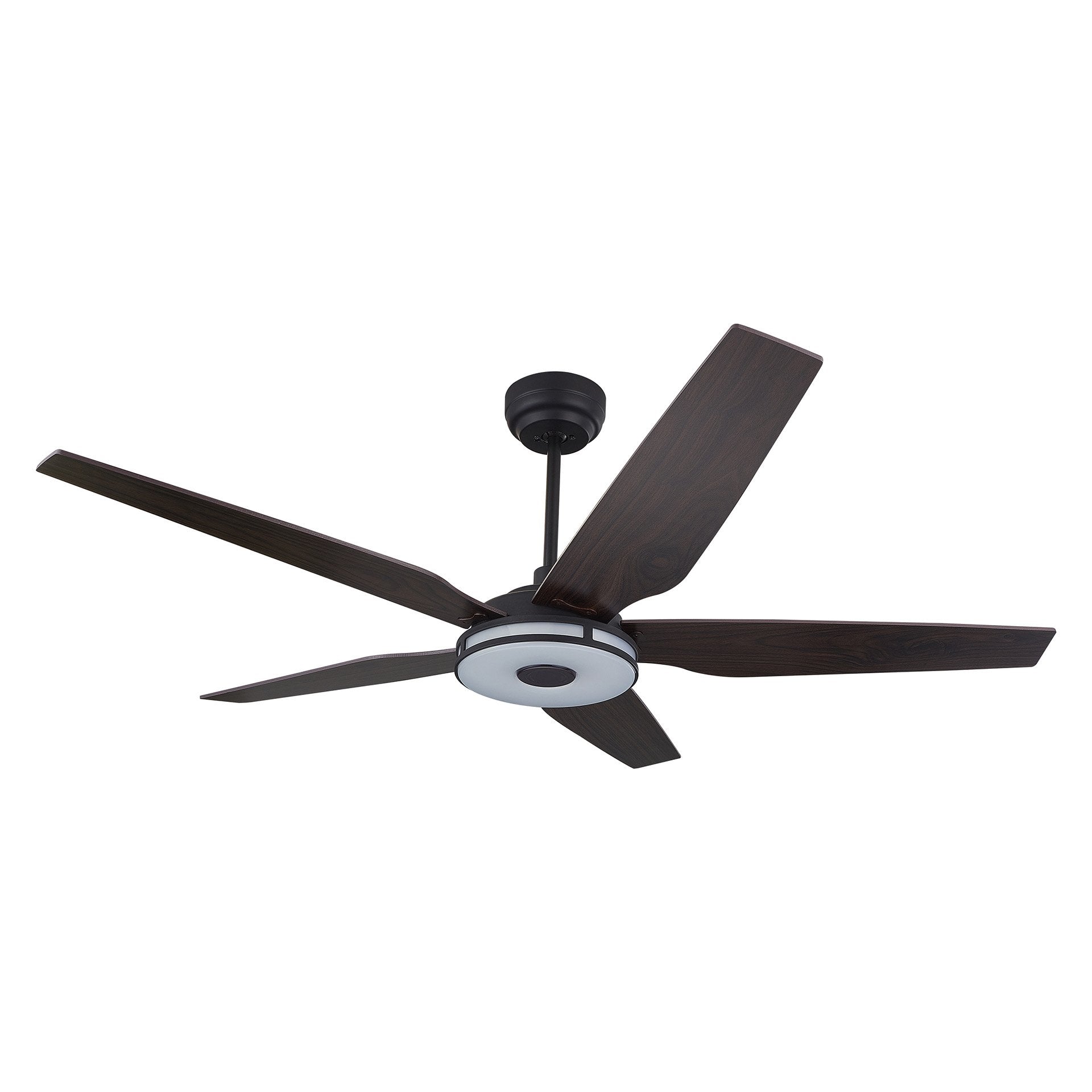 Carro ELIRA 56 inch 5-Blade Smart Ceiling Fan with LED Light Kit & Remote - Black/Dark Wood Fan Blades