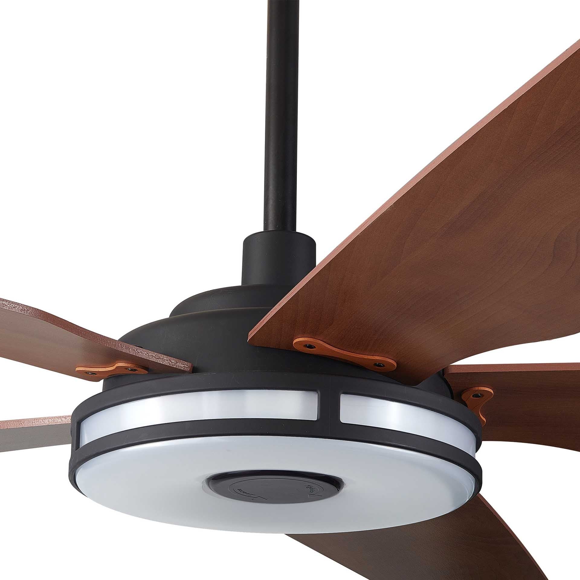 Carro ELIRA 52 inch 5-Blade Smart Ceiling Fan with LED Light Kit & Remote - Black/Wood Grain