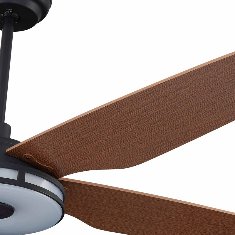 Carro ELIRA 56 inch 5-Blade Smart Ceiling Fan with LED Light Kit & Remote - Black/Fine Wood Grain Pattern Fan Blades