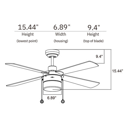 AMALFI 52 inch 4-Blade Ceiling Fan with Pull Chain -White/White