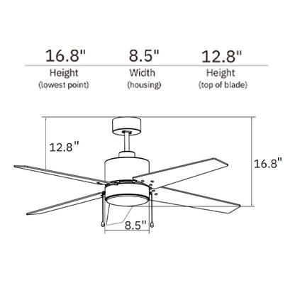 EMPIRE 52 inch 5-Blade Ceiling Fan with Pull Chain - White/White