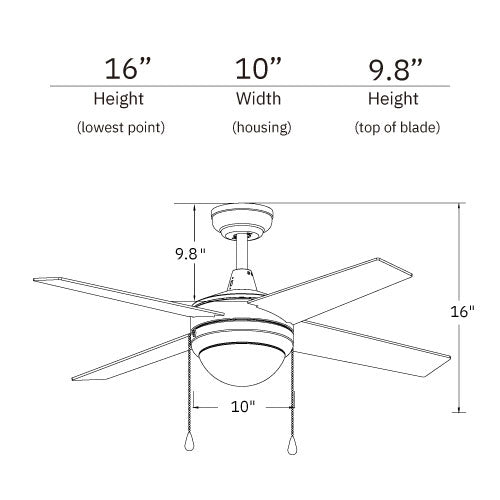 EVERETT 48 inch 4-Blade Ceiling Fan with Pull Chain-Brushed Nickel/Silver