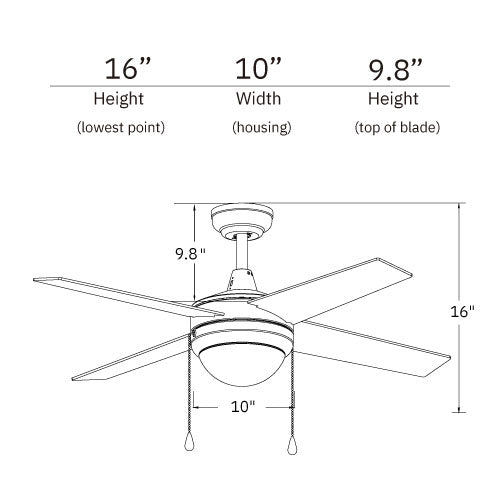 Carro USA EVERETT 52 inch 4-Blade Ceiling Fan with Pull Chain-Brushed Nickel/Silver