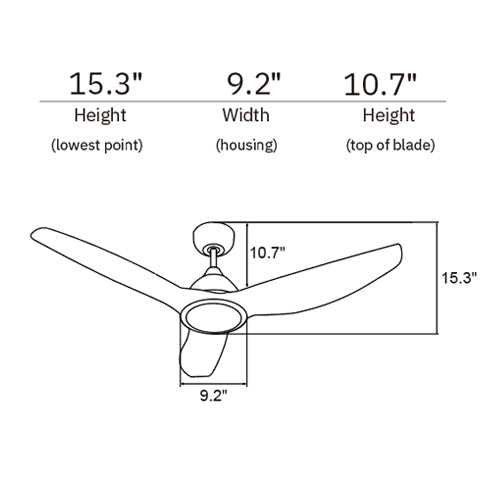 CRANSTON 52 inch 3-Blade Smart Ceiling Fan No Light with Remote Control - Black/Black