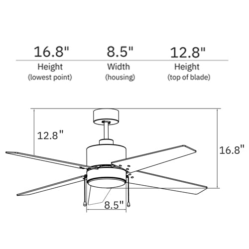 EMPIRE 52 inch 5-Blade Ceiling Fan with Pull Chain - Brushed Nickel/Silver