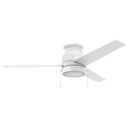 LAMONT 52 inch 3-Blade Flash Mount Ceiling Fan with Pull Chain-White/White