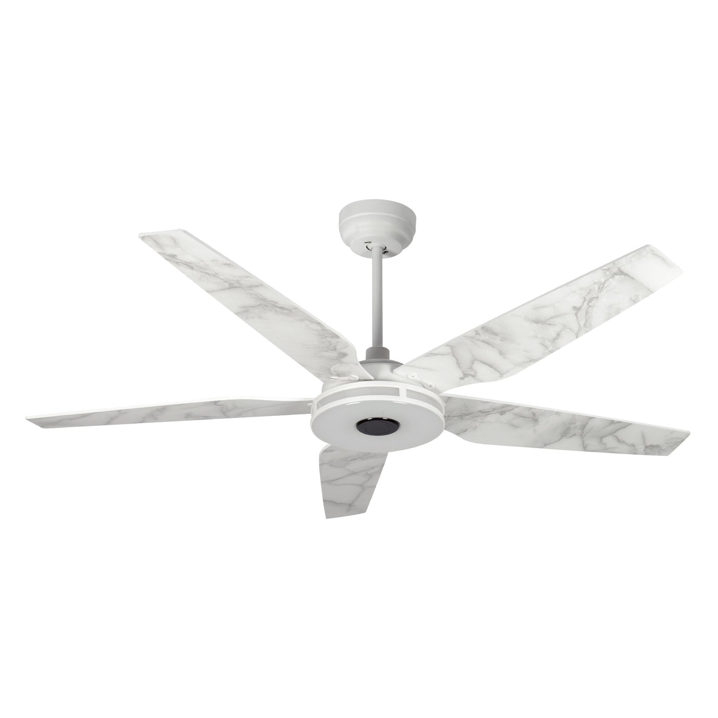 Carro ELIRA 56 inch 5-Blade Smart Ceiling Fan with LED Light Kit & Remote - White/Marble Pattern Fan Blades