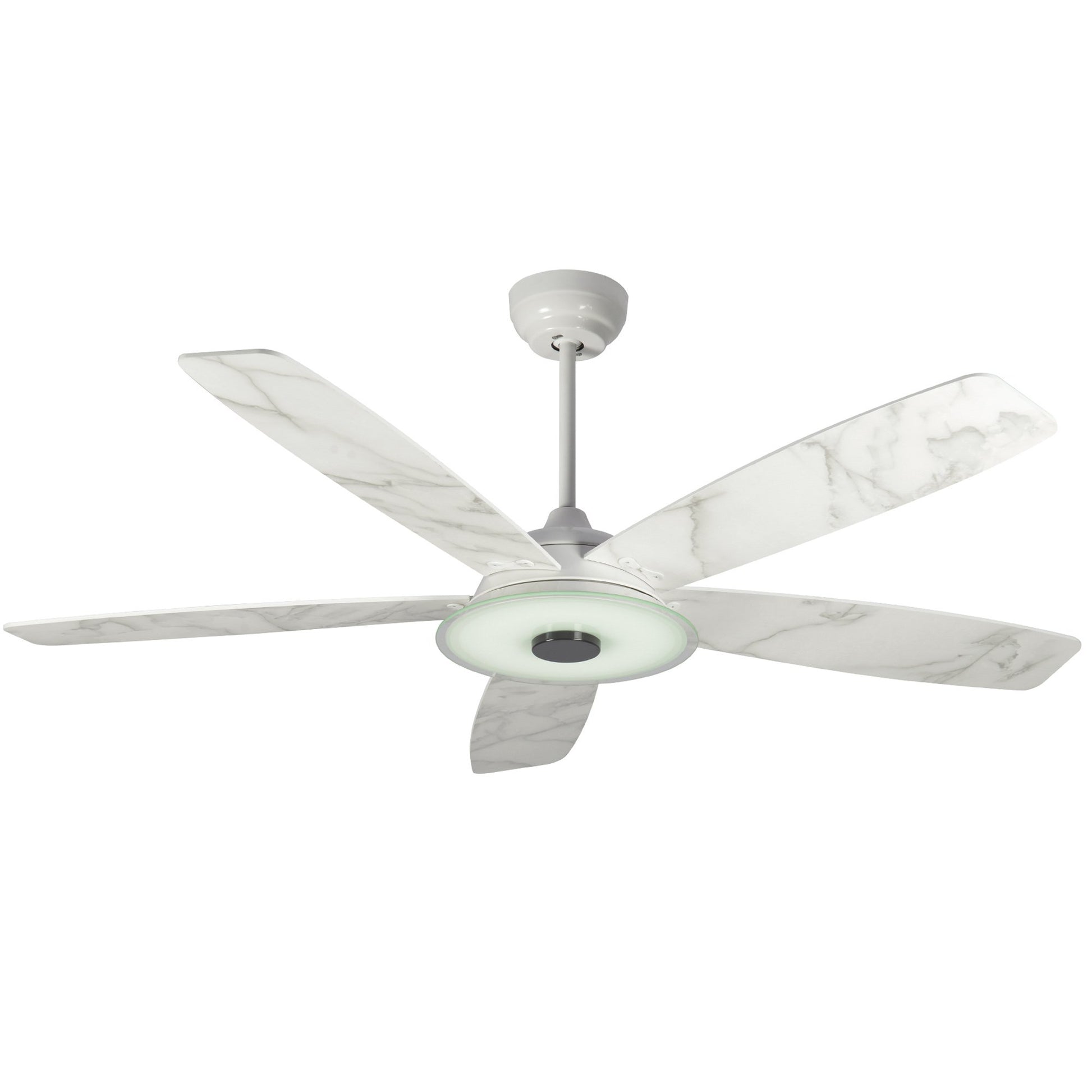 Carro USA JOURNEY 56 inch 5-Blade Smart Ceiling Fan with LED Light Kit & Remote - White/Marble Pattern fan blades