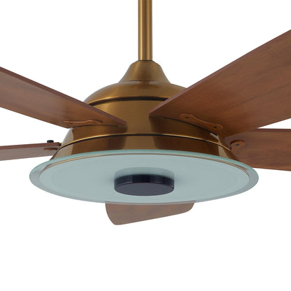 Carro USA JOURNEY 56 inch 5-Blade Smart Ceiling Fan with LED Light Kit & Remote - Gold/Wood Pattern fan blades