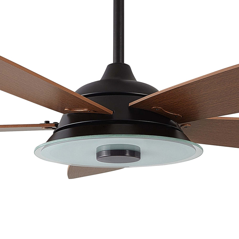 Carro USA JOURNEY 56 inch 5-Blade Smart Ceiling Fan with LED Light Kit & Remote - Black/Fine Wood Grain fan blades