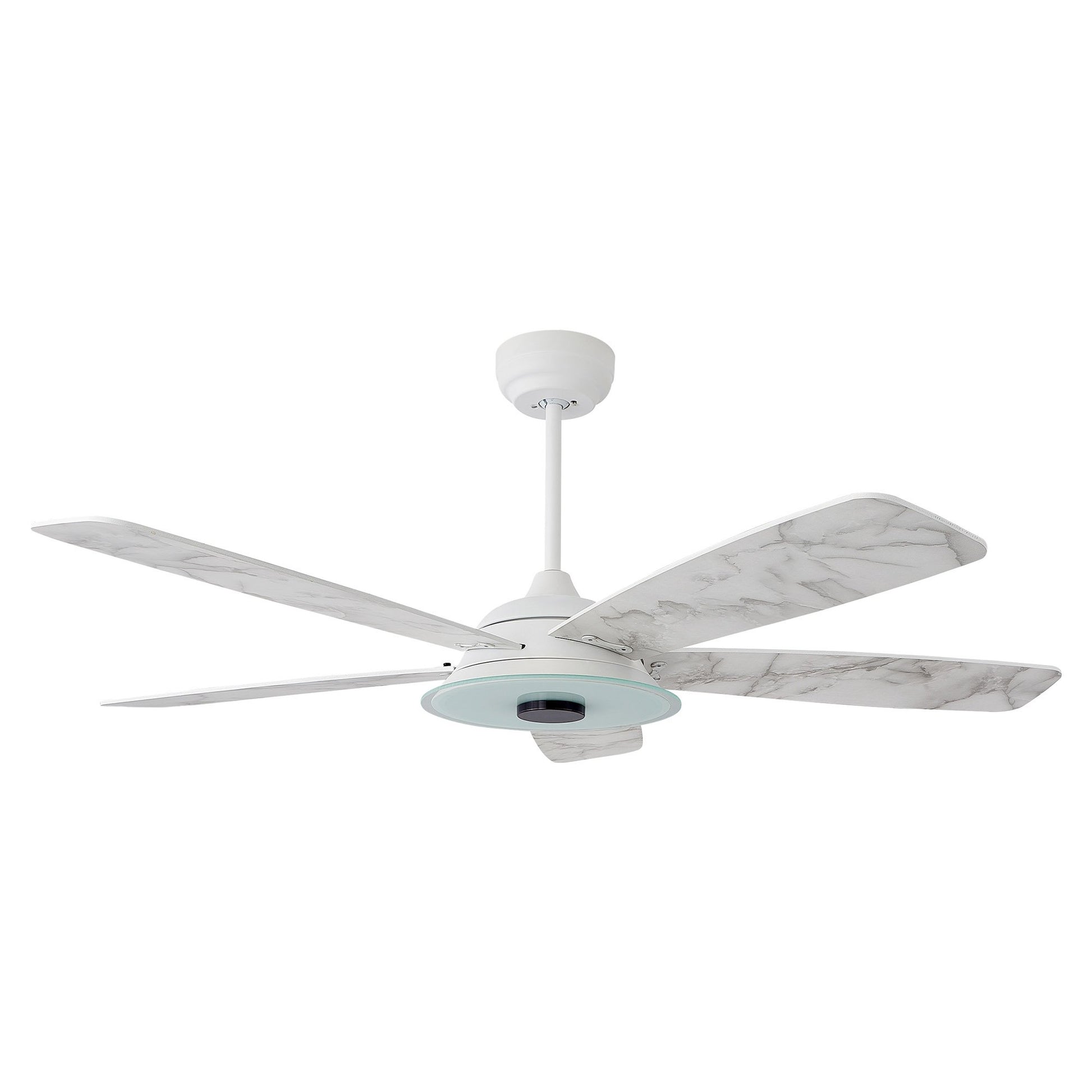 Carro USA JOURNEY 52 inch 5-Blade Smart Ceiling Fan with LED Light Kit & Remote - White/Marble Pattern fan blades