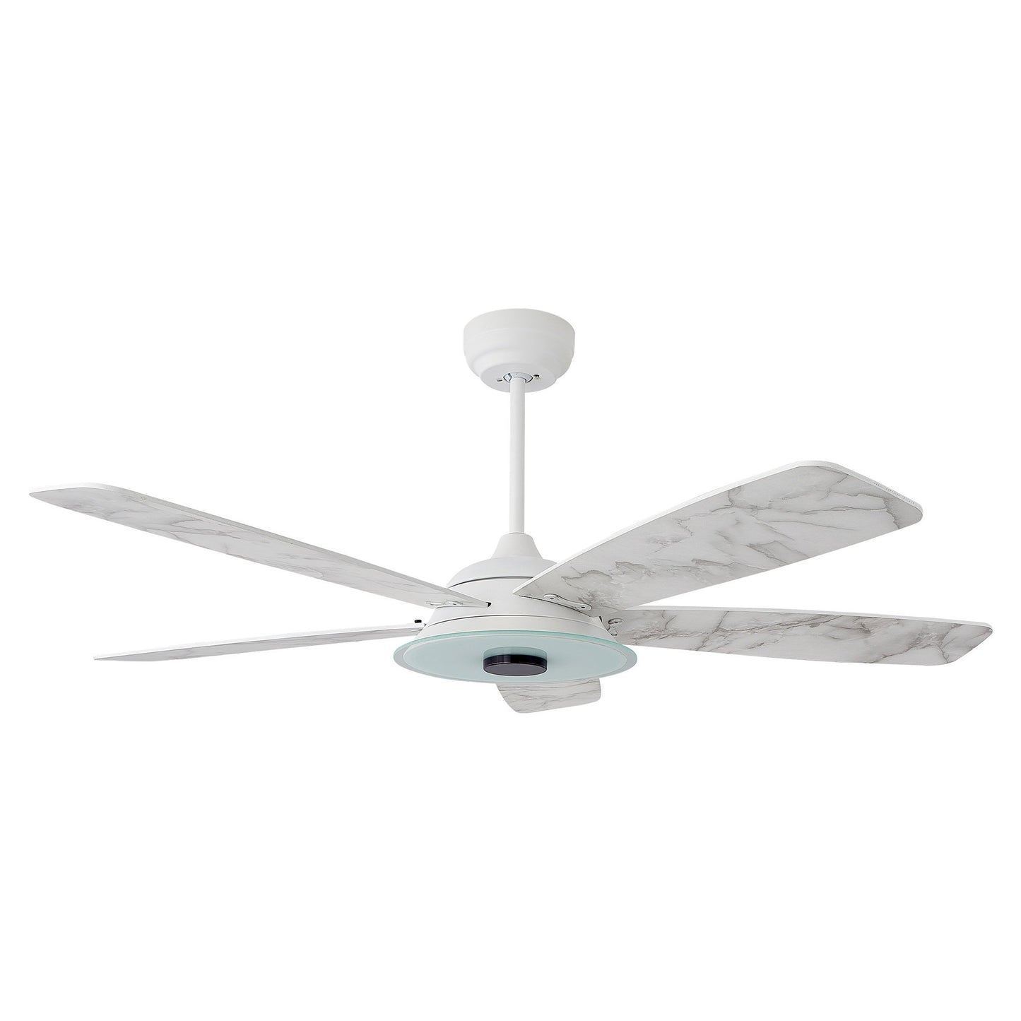 Carro USA JOURNEY 56 inch 5-Blade Smart Ceiling Fan with LED Light Kit & Remote - White/Marble Pattern fan blades