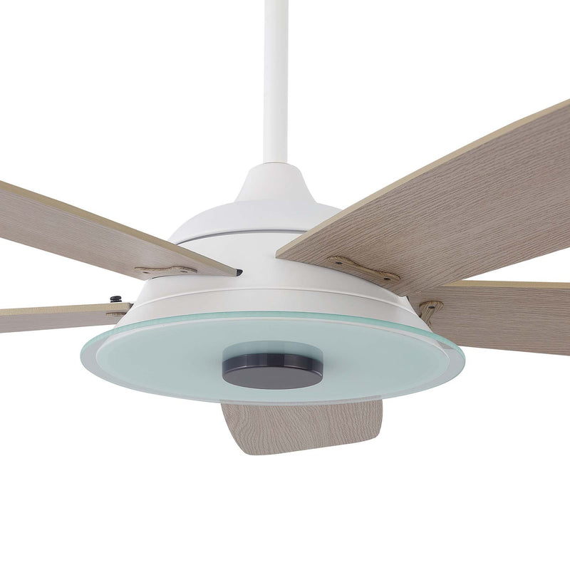 Carro USA JOURNEY 56 inch 5-Blade Smart Ceiling Fan with LED Light Kit & Remote - White/Light Wood fan blades