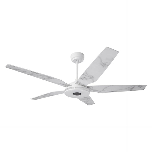 Carro ELIRA 52 inch 5-Blade Smart Ceiling Fan with LED Light Kit & Remote - White/Marble Pattern