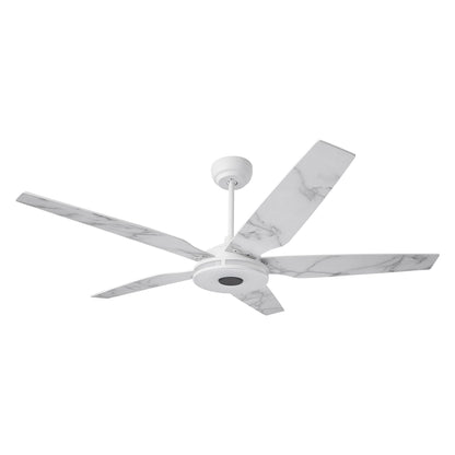 Carro ELIRA 56 inch 5-Blade Smart Ceiling Fan with LED Light Kit & Remote - White/Marble Pattern Fan Blades