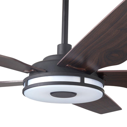 Carro ELIRA 52 inch 5-Blade Smart Ceiling Fan with LED Light Kit & Remote - Black/Dark Wood