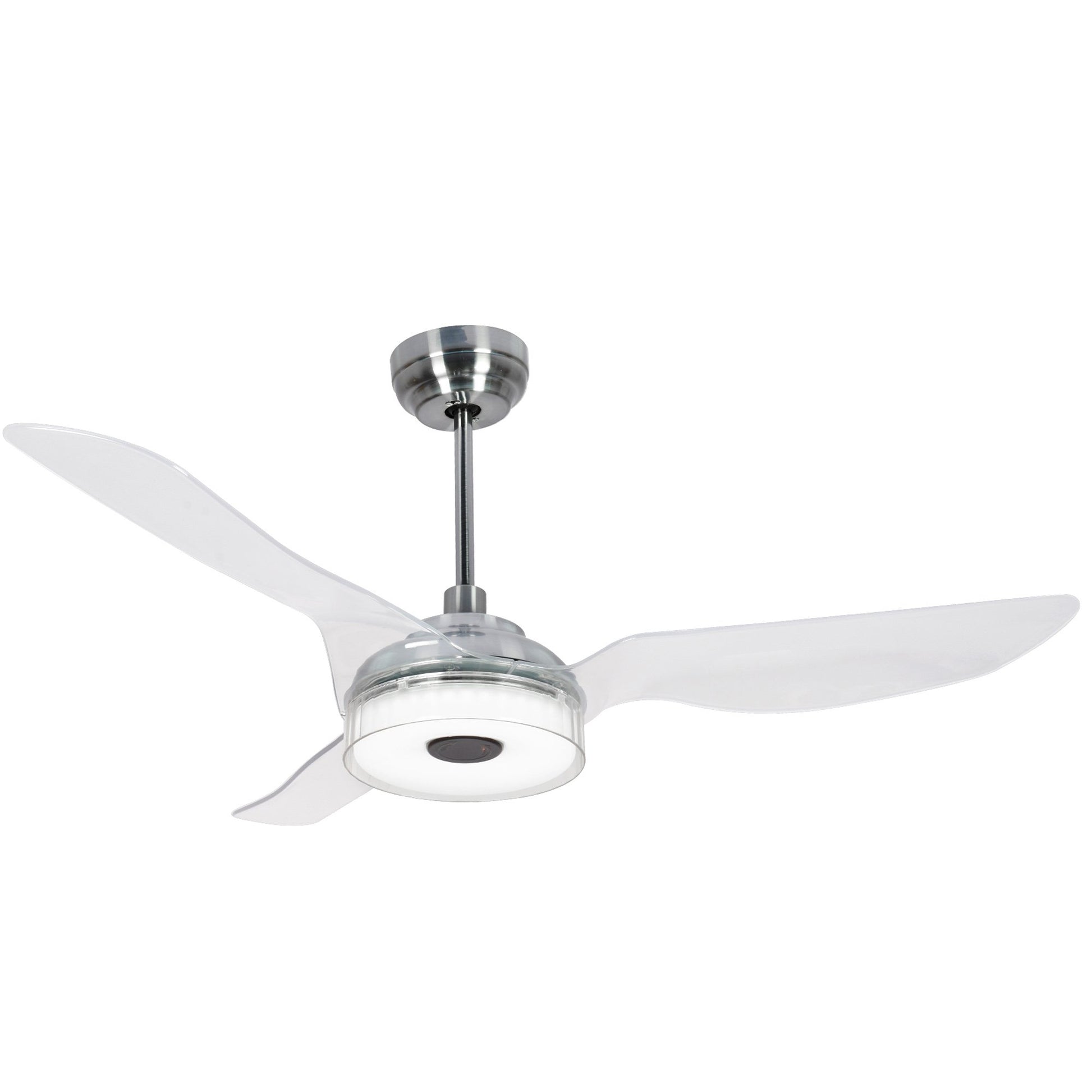 Carro FLETCHER 52 inch 3-Blade Smart Ceiling Fan with LED Light Kit & Remote - Silver/Clear