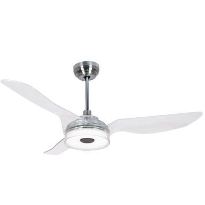 Carro FLETCHER 56 inch 3-Blade Smart Ceiling Fan with LED Light Kit & Remote - Silver/Clear (Set of 2)