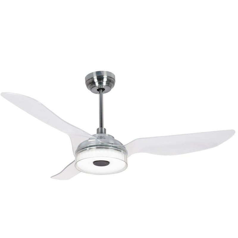 Carro FLETCHER 60 inch 3-Blade Smart Ceiling Fan With LED Light Kit & Remote-Silver/Clear