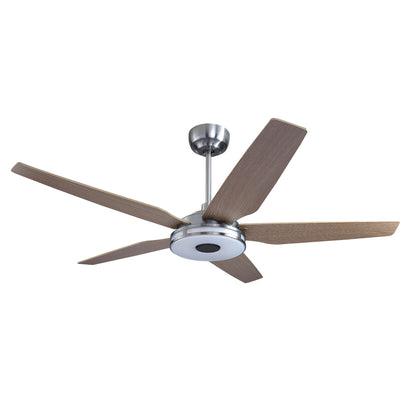 Carro ELIRA 56 inch 5-Blade Smart Ceiling Fan with LED Light Kit & Remote - Silver/Light Wood Fan Blades