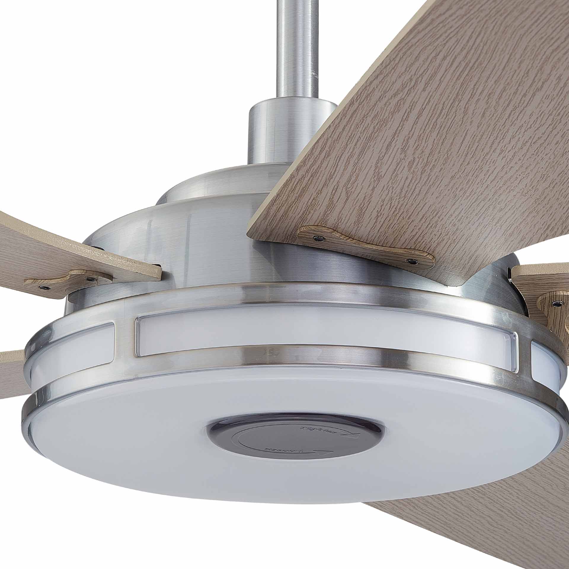 Carro ELIRA 56 inch 5-Blade Smart Ceiling Fan with LED Light Kit & Remote - Silver/Light Wood Fan Blades