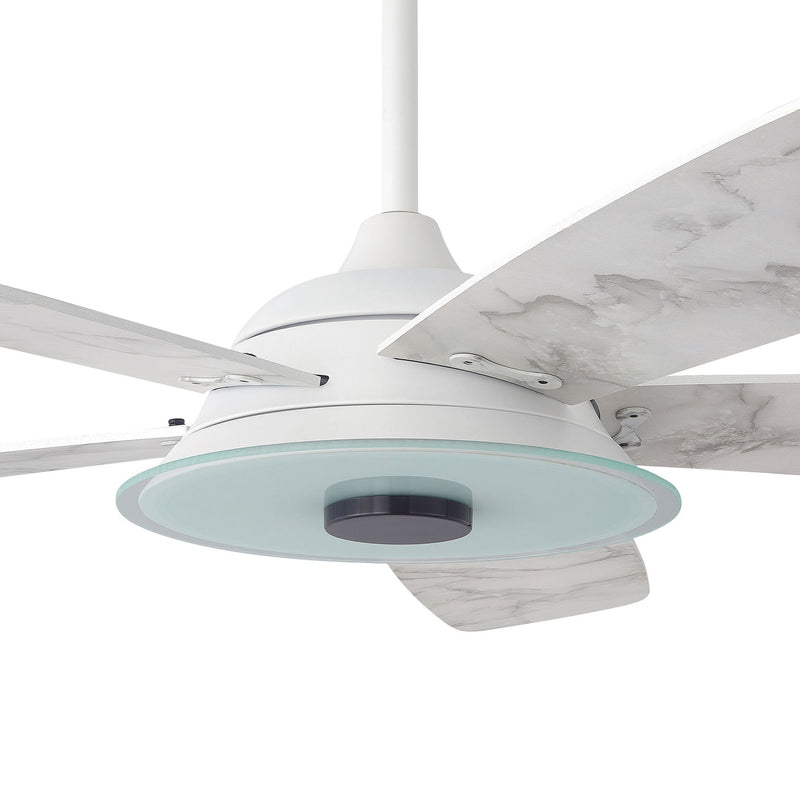 Carro USA JOURNEY 56 inch 5-Blade Smart Ceiling Fan with LED Light Kit & Remote - White/Marble Pattern fan blades