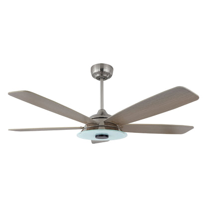 Carro USA JOURNEY 52 inch 5-Blade Smart Ceiling Fan with LED Light Kit & Remote - Silver/Light Wood fan blades