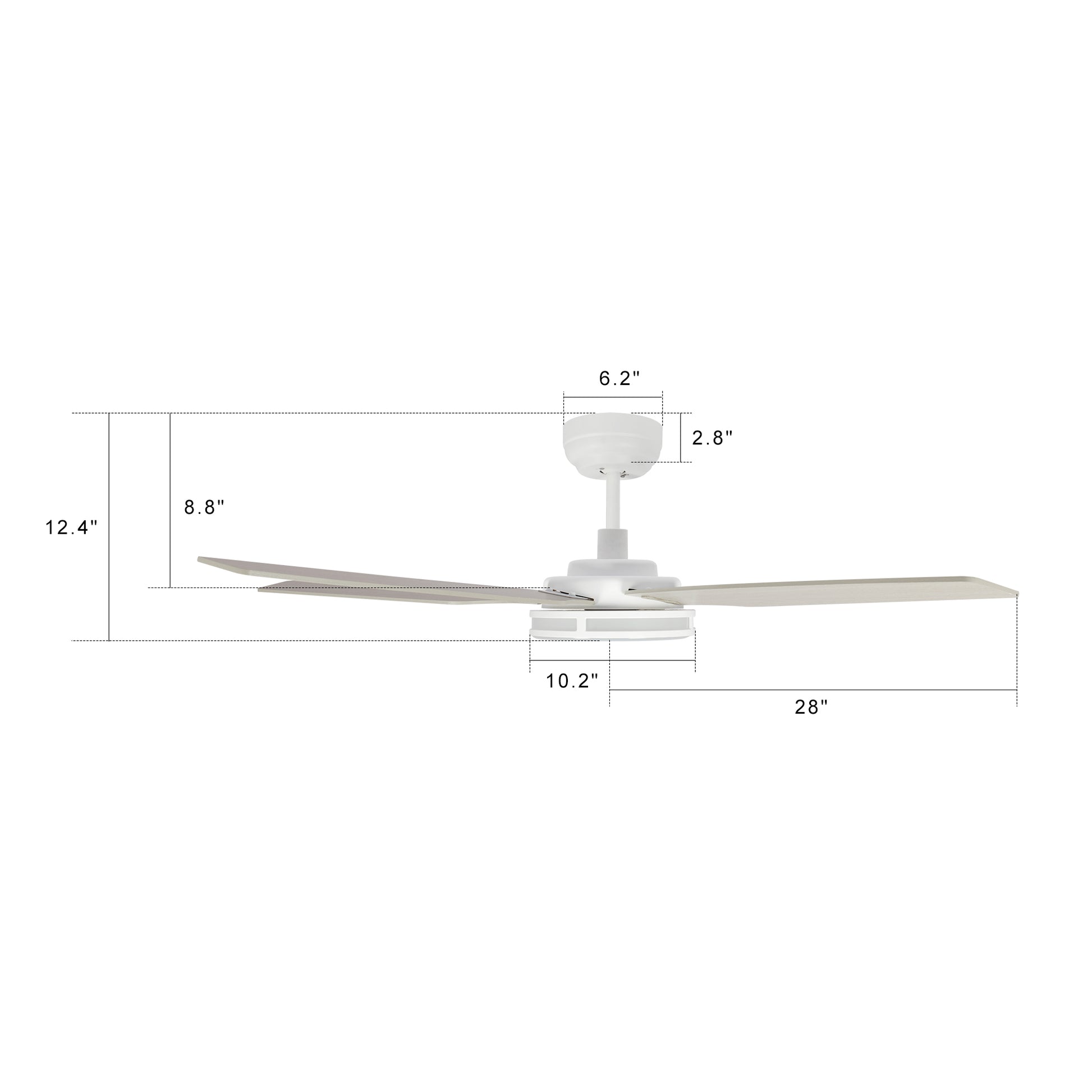 Carro ELIRA 56 inch 5-Blade Smart Ceiling Fan with LED Light Kit & Remote - White/Light Wood Fan Blades