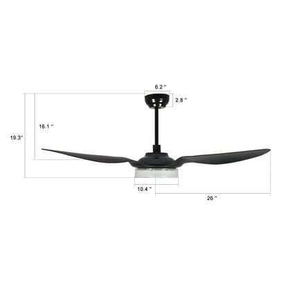 Icebreaker Outdoor 52'' Smart Ceiling Fan with LED Light Kit-Black case with Black fan blades