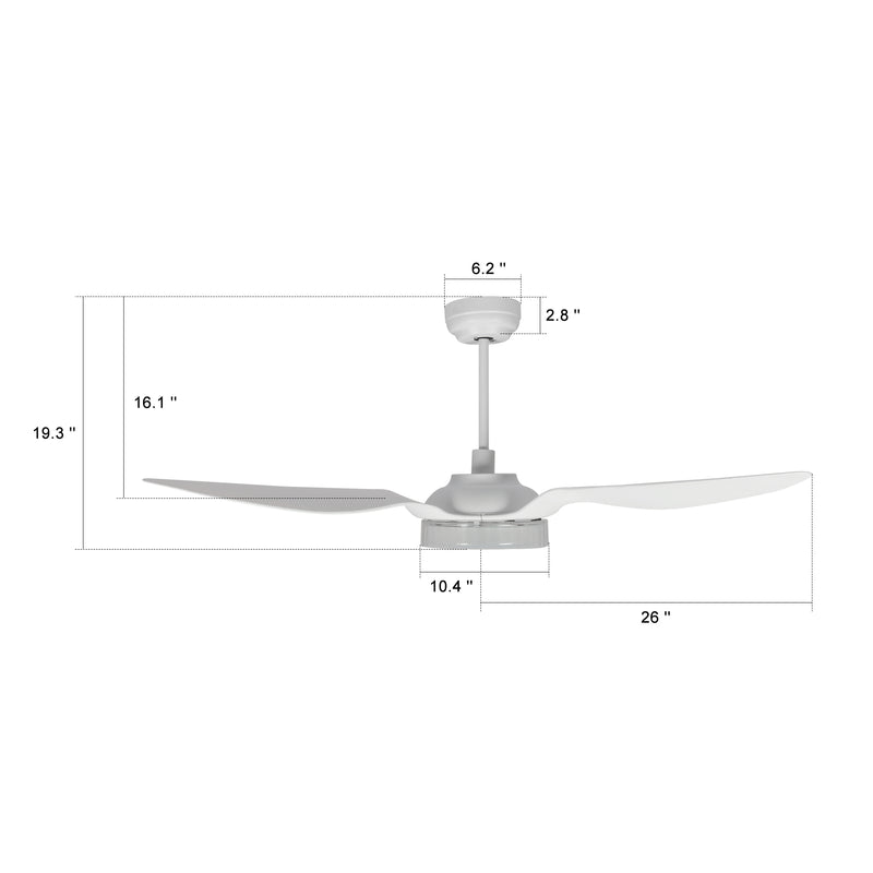 Icebreaker Outdoor 52'' Smart Ceiling Fan with LED Light Kit-White case with White fan blades