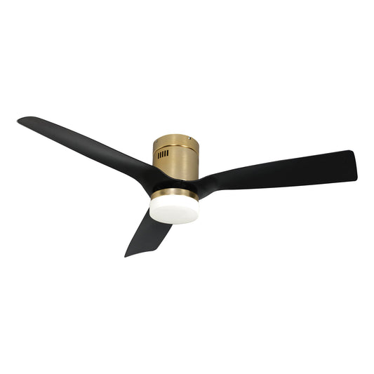 Carro SPEZIA 52" 3-Blade Flush Mount Smart Ceiling Fan with LED Light Kit & Remote - Gold/Black